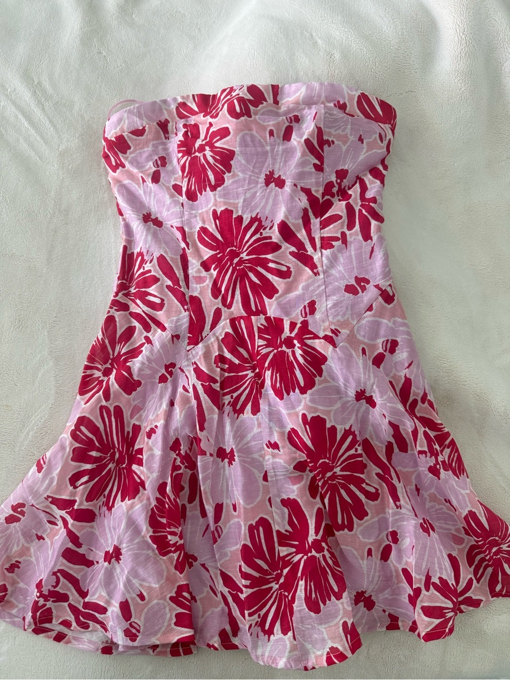 Altar'd State Pink & Fuchsia Floral Strapless Mini Dress